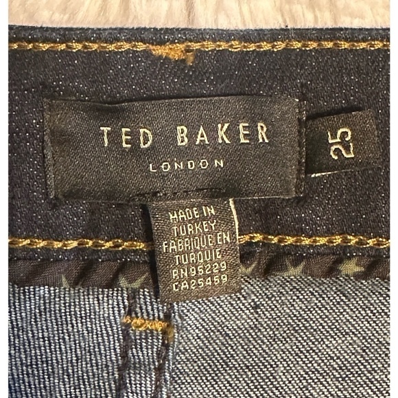 Ted Baker Classic Skinny Dark Wash Jeans Star Printed Cuff - Picture 9 of 13